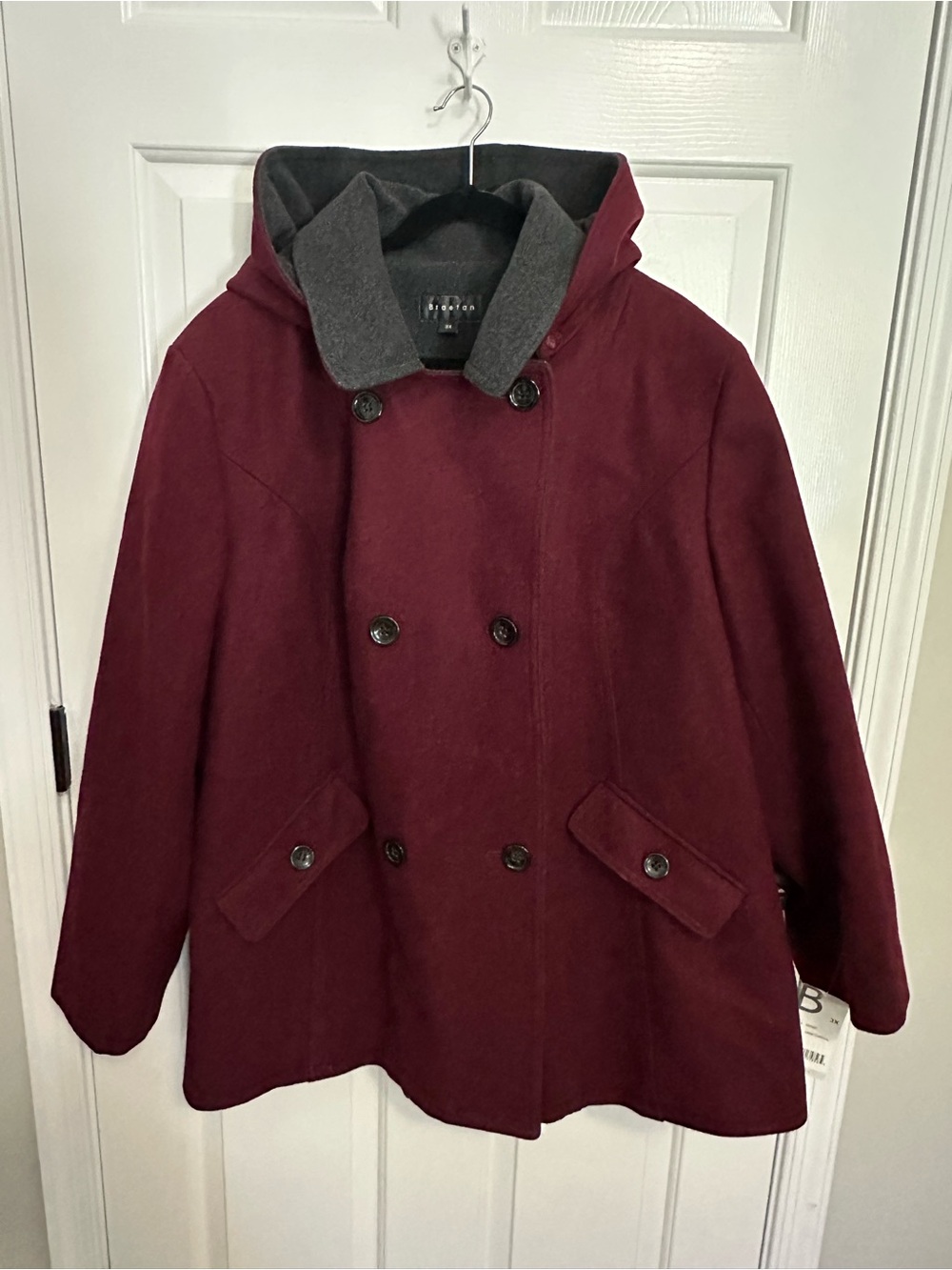 Braetan Women's Wool Jacket Coat w/ Removable Hood - Size 3X